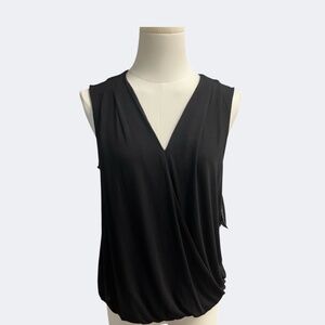 Liverpool Top Women S Black V Neck Sleeveless Drape Front Pullover Soft Knit